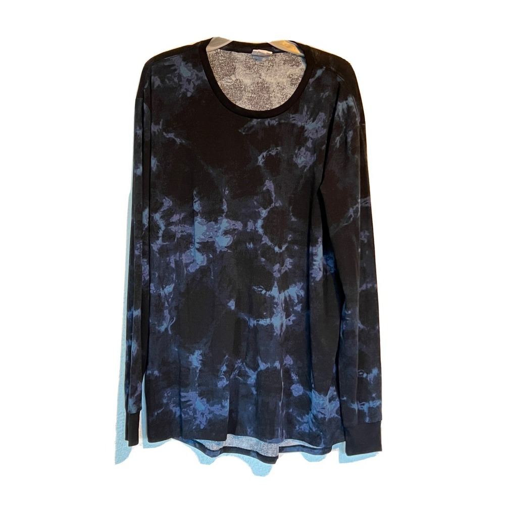 LULAROE WOMENS TOP SIZE L PULLOVER TUNIC‎ LONG SLEEVE BLACK BLUE  BP